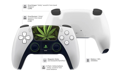 Custom PS5 Controller weiß Cannabis 420 Design