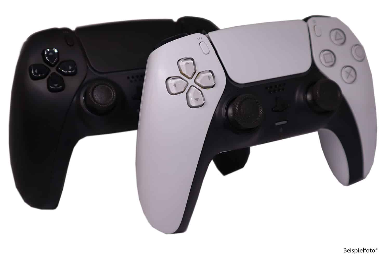ps5 controller gebraucht mit hallsticks in schwarz und weiß