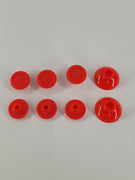 Acht rote Kunststoffteile für Controller Analogsticks mit Aufsätzen und Basen