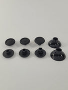 Acht schwarze Kunststoffteile für Controller Analogsticks mit Swap Basen und Aufsätzen in verschiedenen Höhen