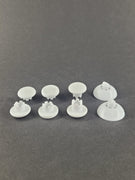Acht weiße Swap Sticks Aufsätze und Basisplatten für PS5 Controller
