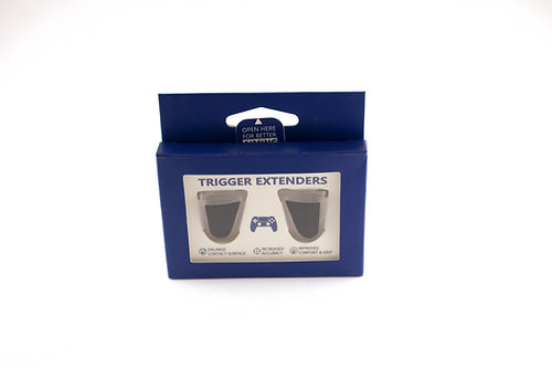Blaue Verpackung für schwarze Trigger Extender mit Tool-Free Hinweis