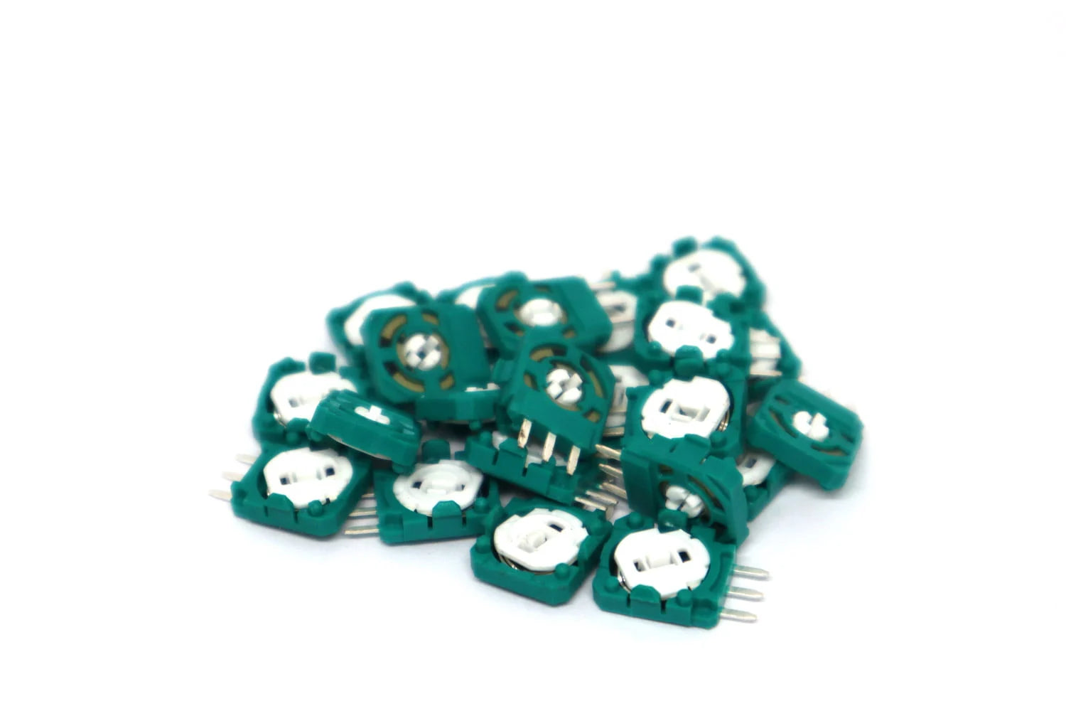Ersatz Potentiometer grün mit weißer Achse und Metall-Lötstiften für Controller Reparatur