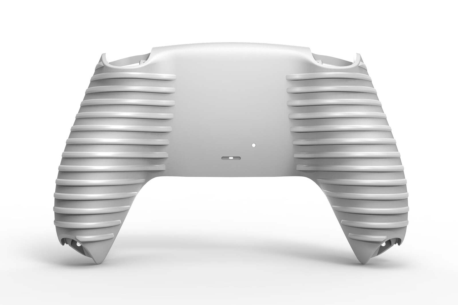 Graues PS5 Backcase mit gerippten Griffen und glatter Mitte
