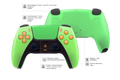 Modifizierter PS5 Controller in Softtouch Grün mit orangenen Tasten und separater Rückenschale