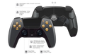 Modifizierter schwarzer PS5 Controller mit Softtouch Gehäuse und goldenen Tasten