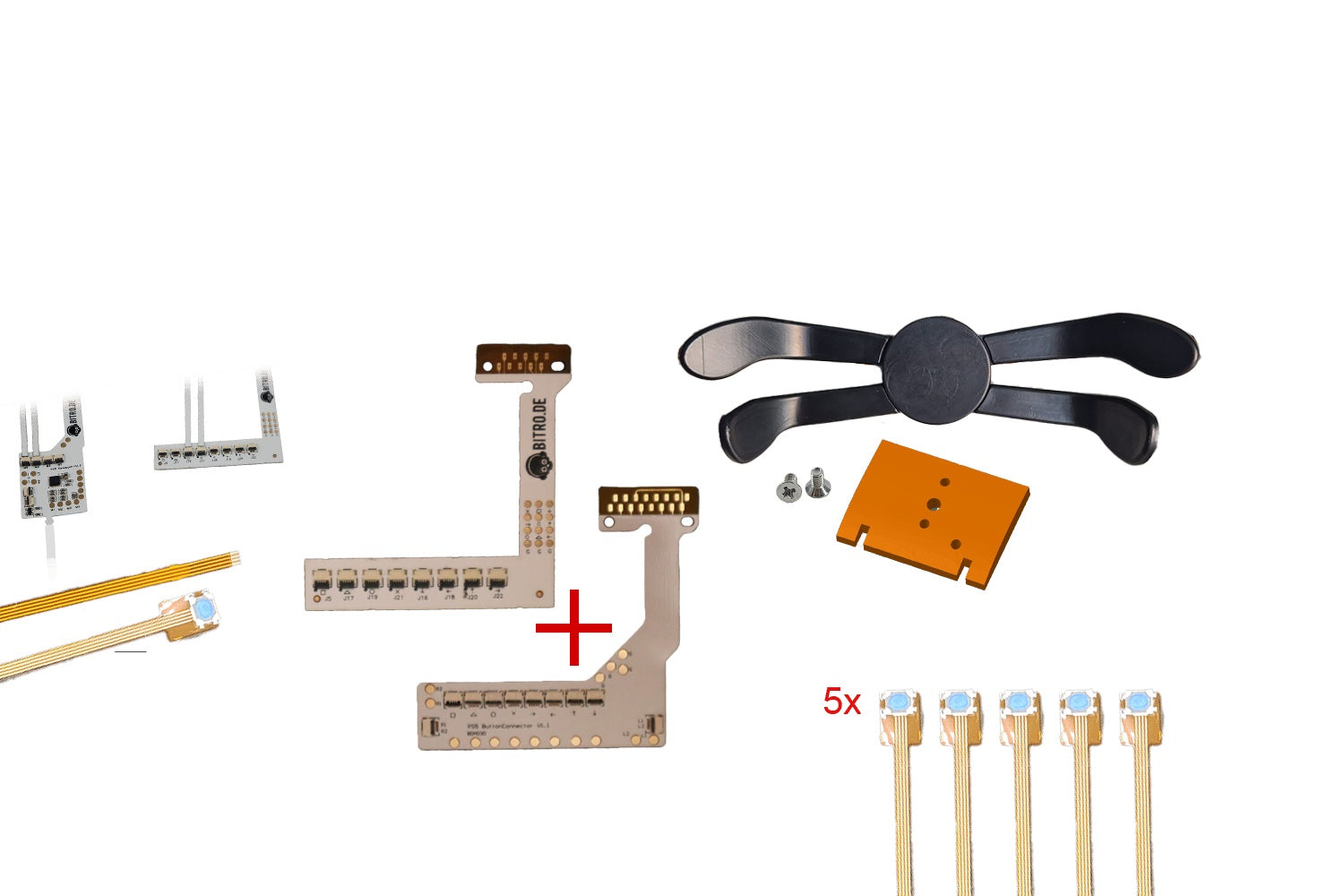 PS5 4er Paddle Umbau Set mit Anubis V3 Rückentasten, Remapper Platinen, Flexkabeln und Bohrschablone