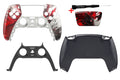 PS5 Controller Gehäuse Set mit Anime Blutspritzer Design in Rot und Schwarz inklusive Schraubenzieher
