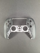 PS5 Frontcase Blitz Design in Grau mit weißem Muster und transparentem Mittelteil