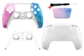 PS5 Gehäuse Set mit blau rosa Wellen Frontcase und weißem Softtouch Backcase