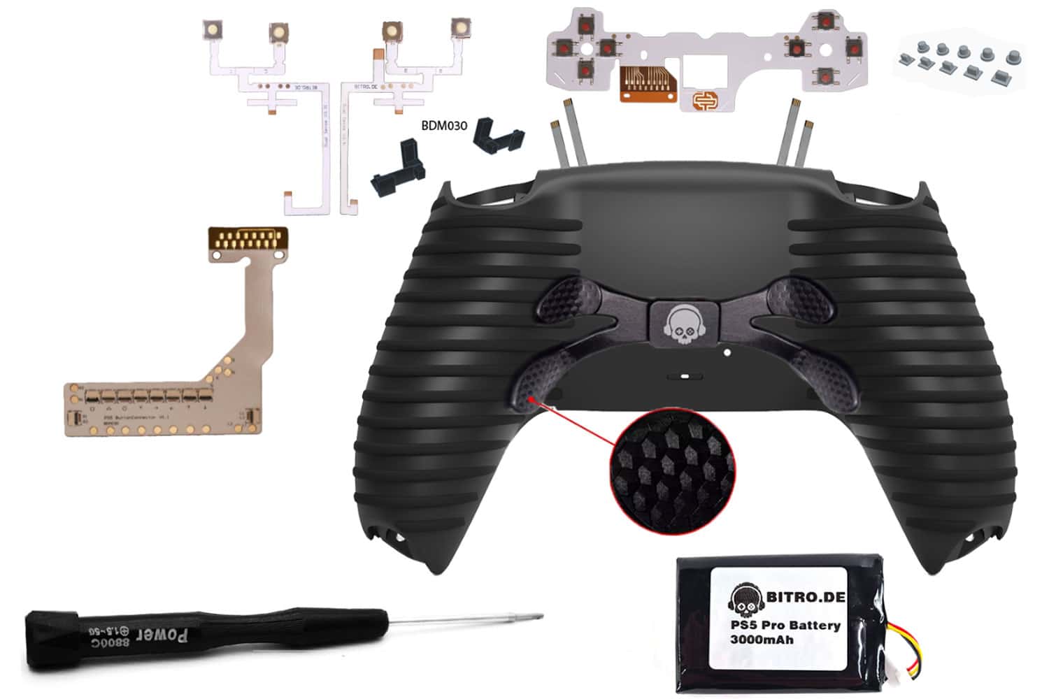 PS5 ModKit mit schwarzer Rückseite und 4er Paddle Modul