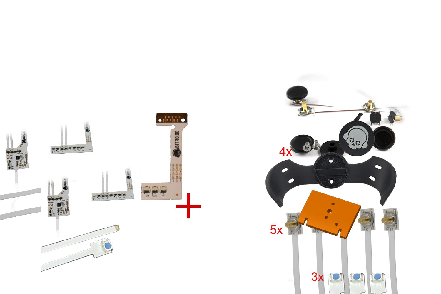 PS5 Remapper Paddle Set mit vier schwarzen Buttons und Flexkabeln