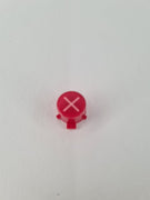 Rote originale PS5 X Taste mit weißem Symbol und drei Stecknasen auf der Unterseite
