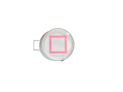 Runde milchig-weiße PS5 Viereck Taste mit pinkfarbenem Quadrat-Symbol und Metallbügel