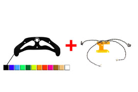 Schwarze Halteplatte und orangefarbene Remapper-Platine mit Kabeln für PS4 Controller