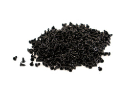 Schwarze M2x5mm Kreuzschlitz Schrauben für Controller Paddle Umbau lose auf weißem Grund