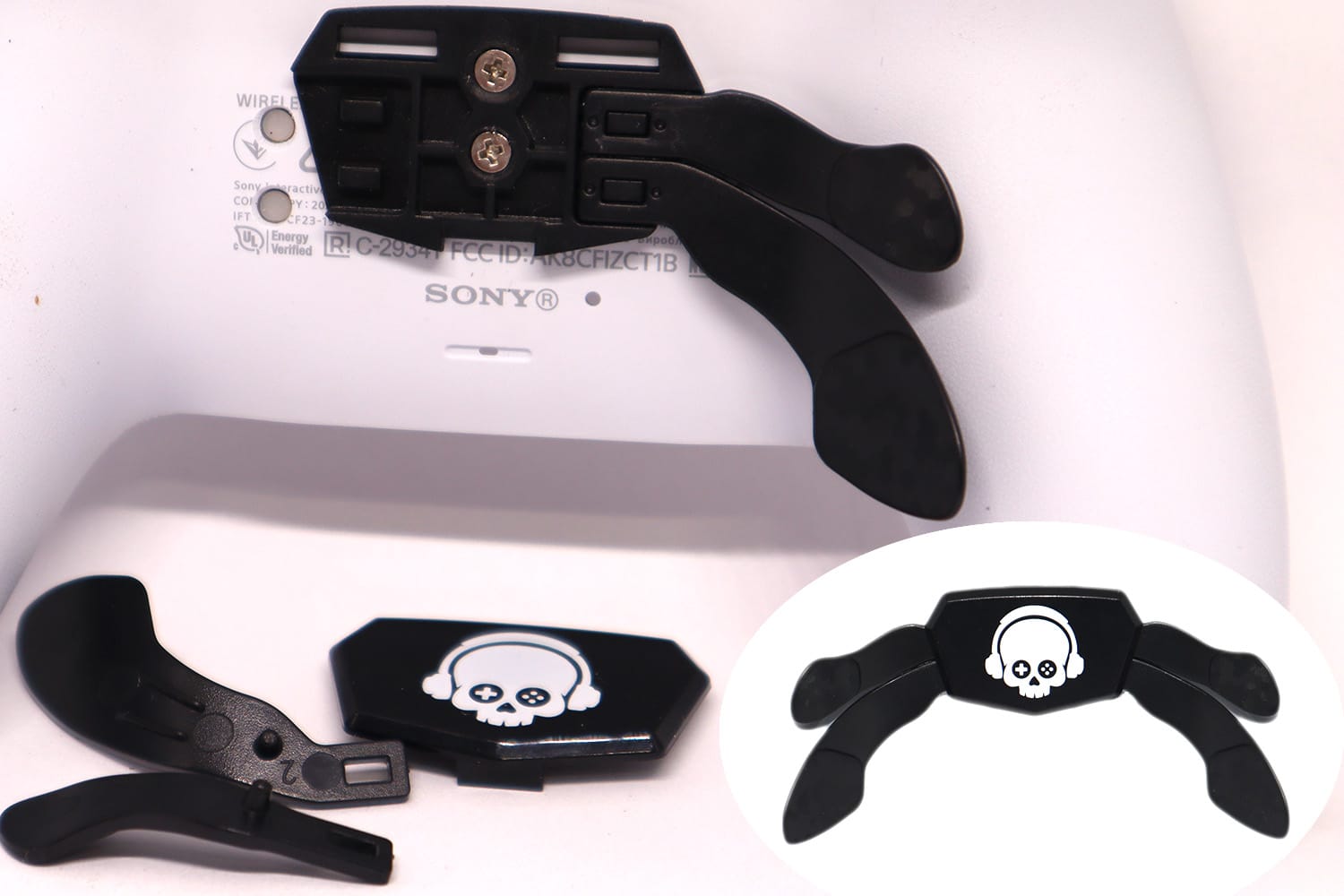 Schwarzes 4er Paddle Set mit Skull Logo für PS5 Controller