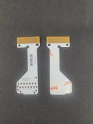 Zwei weiße ungelötete PS5 Remapper Flex-Leiterplatten für BDM030 Controller mit goldenen Kontakten